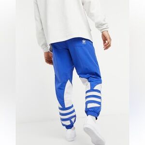 adidas Originals Men's Big Trefoil Outline Woven Track Pants Blue White Size S
